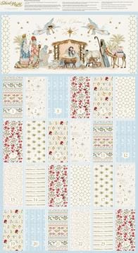 Silent Night Advent Calendar Panel 24" Lamb Cream Watercolour Heart Moda Cotton Fabric MD-40058-11 | US Fabric Shop