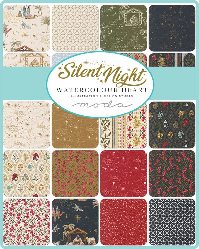 Silent Night 10" Squares Layer Cake 42 pcs Watercolour Heart Moda Cotton Fabric MD-40050LC | US Fabric Shop