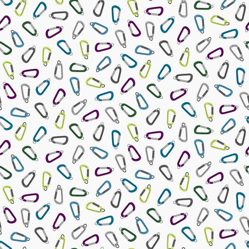 Silent Sports Carabiners White Judy Gauthier Studio E Cotton Fabric