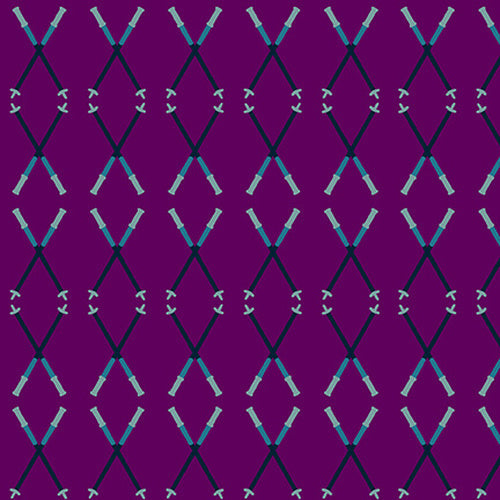 Silent Sports Trekking Poles Geo Plum Judy Gauthier Studio E Cotton Fabric