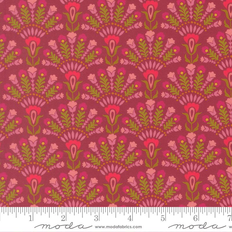 Sitara Opaline Damask Rose Wine Dark Pink Crystal Manning Moda Fabrics Cotton Fabric MD-11983-20