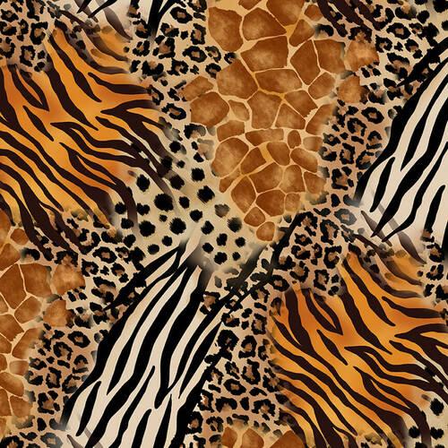 Skin Deep Skin Collage Prints Medium Brown Blank Quilting Cotton Fabric