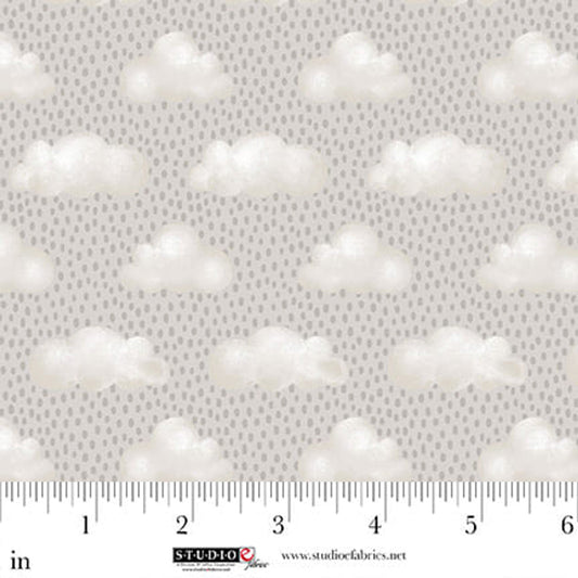 Sleepy Teddy Raindrops Gray Multi Sharla Fults Studio E Cotton Fabric SE-8522-90