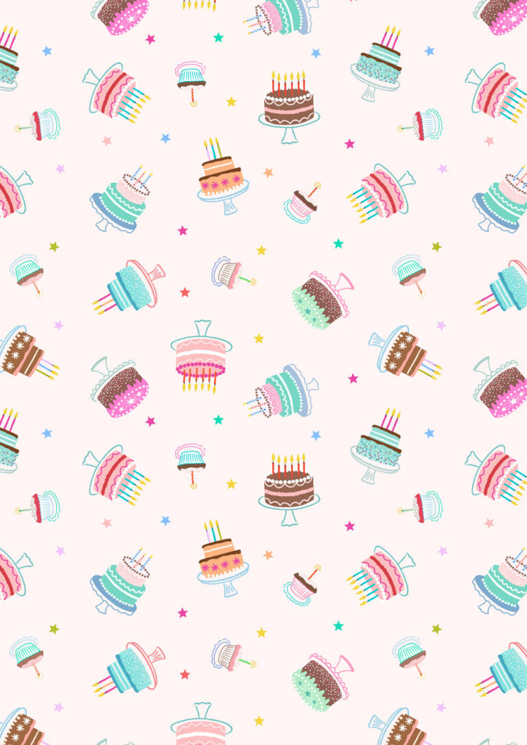Small Things...Celebration Cakes Pink Lewis and Irene Cotton Fabric LI-SM142