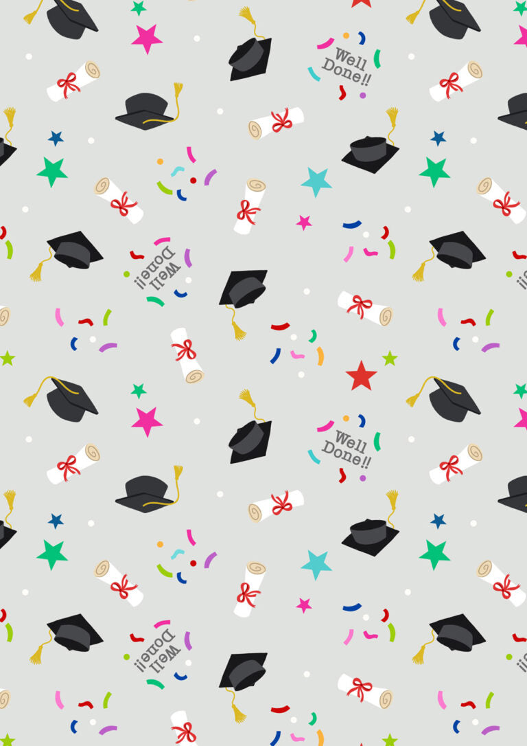 Small Things...Celebration Graduations Hat Diploma Grey Lewis and Irene Cotton Fabric LI-SM140