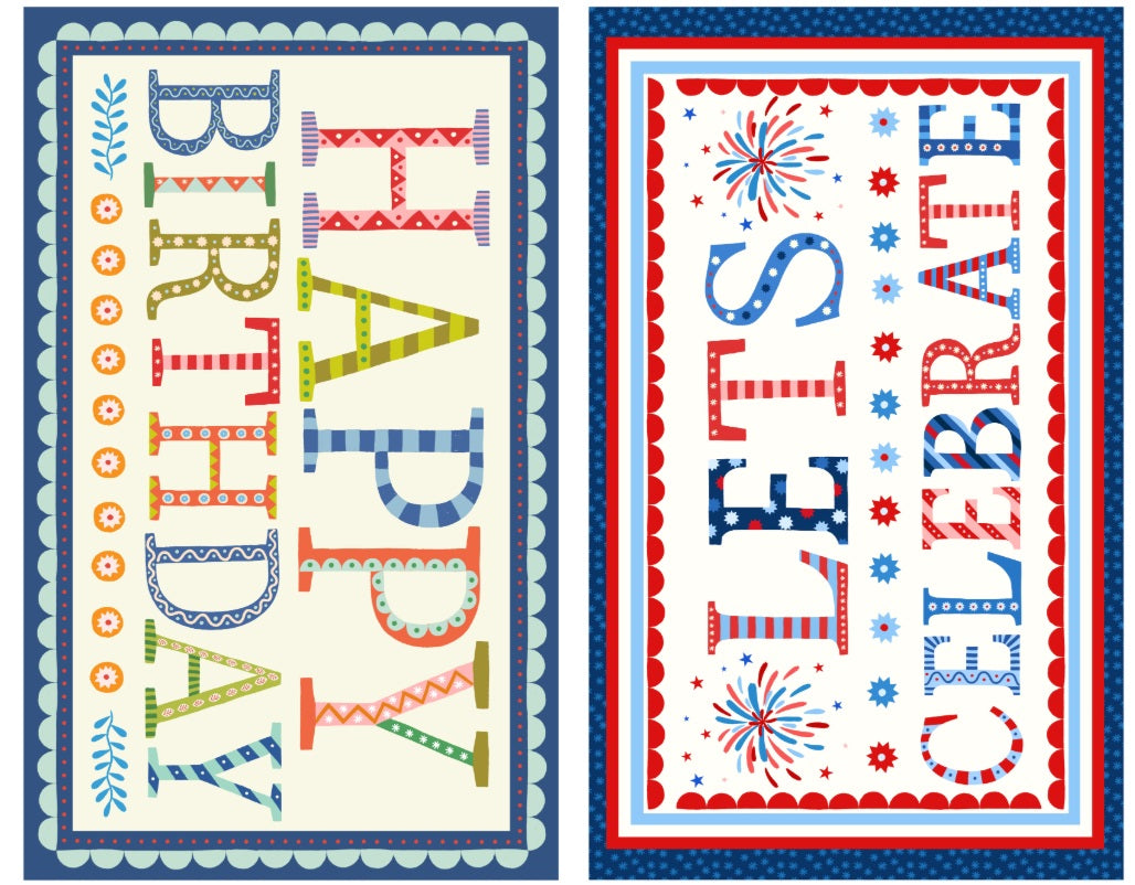 Small Things...Celebration Heirloom Happy Birthday Let Celebrate Panel 36" Lewis and Irene Cotton Fabric LI-SM145