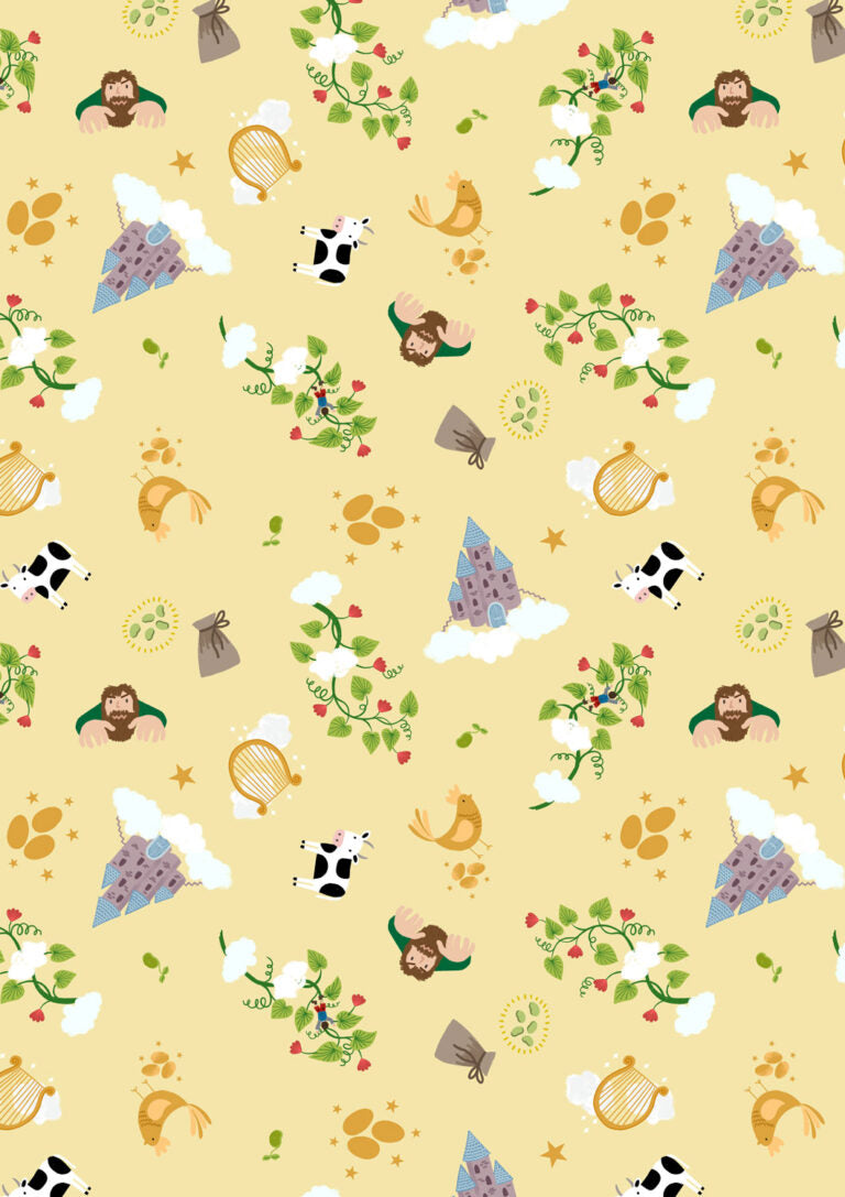 Small Things...Fairytales Jack and Beanstalk Yellow Lewis & Irene Cotton Fabric LI-SM119