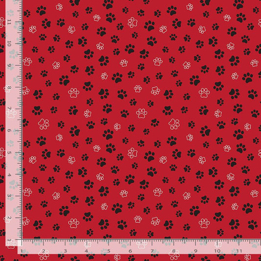 Smitten Kitten Cat Paws Red Timeless Treasures Cotton Fabric TT-CAT-CD2574-RED