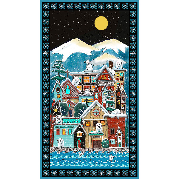 Snow Bear Village Panel 24" Quilting Treasures Cotton Fabric