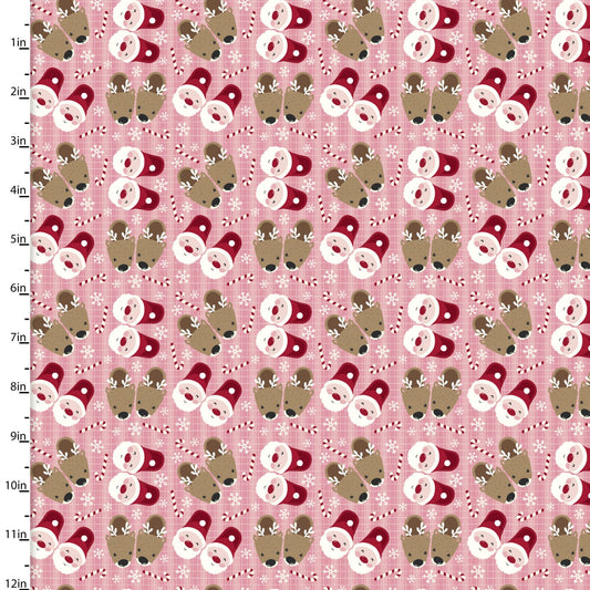 Snow and Hot Cocoa Slipper Buddies Santa Reindeer Slippers Pink Robin Roderick 3 Wishes Cotton Fabric