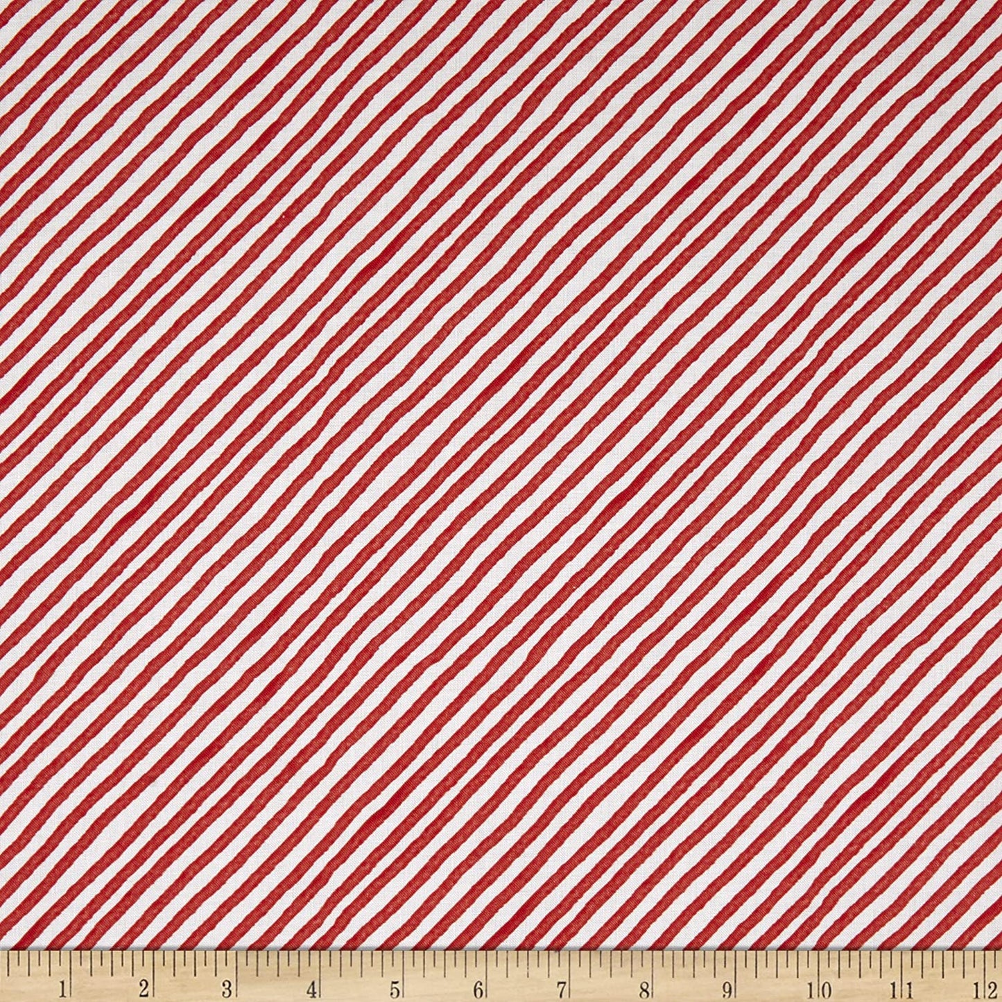 Snow Fun Candy Cane Stripes Bias Diagonal Red Bunnies Timeless Treasures Cotton Fabric TT-CD1400 Red