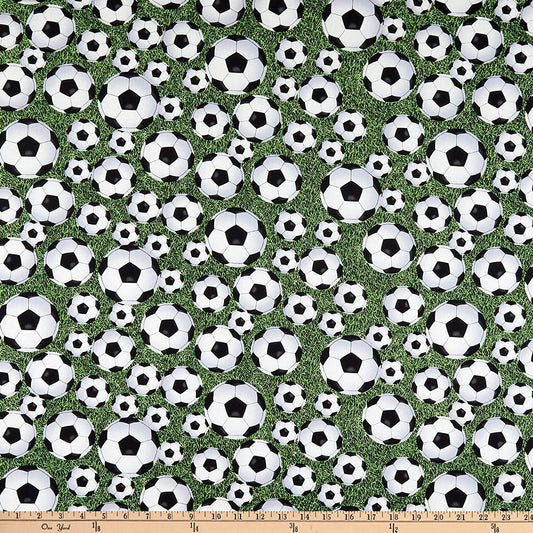 Soccer Born to Score Soccer balls Tossed Green Studio E Cotton Fabric