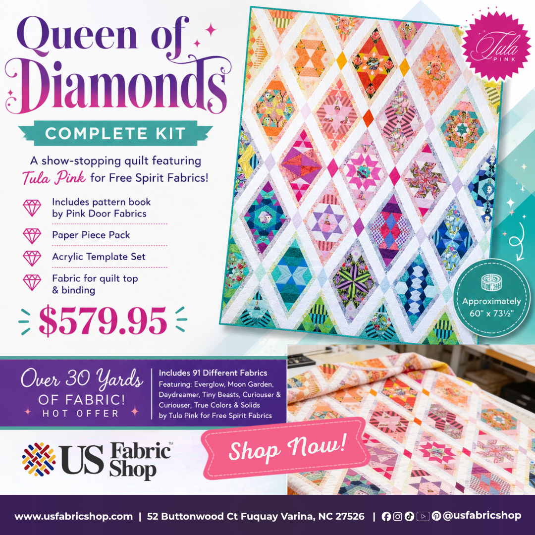 Queen Of Diamonds Complete Quilt Kit 60"x73.5" Tula Pink Free Spirit FS-QUEENOFDIAMONDS-COMPLETE