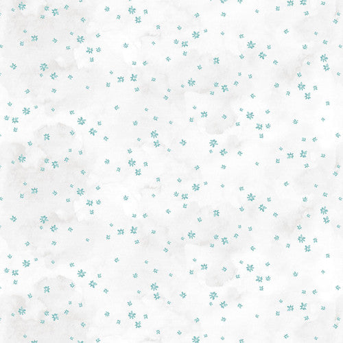 Soft Spoken Asterisk Flower Turquoise Goldi L. Studio Henry Glass Cotton Fabric HG-1643-76