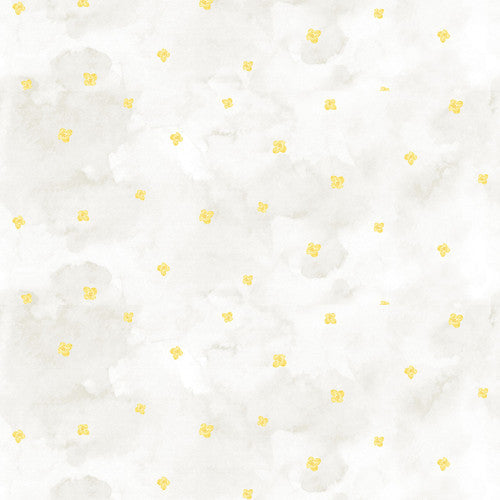 Soft Spoken Four Petal Flower Sunshine Goldi L. Studio Henry Glass Cotton Fabric HG-1644-44