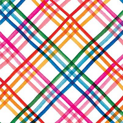 Songbird Garden Rainbow Check Soft White Katherine Herrell Michael Miller Cotton Fabric