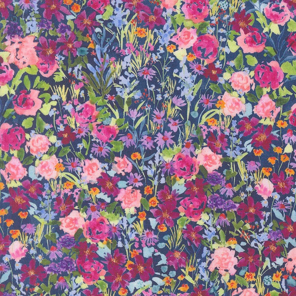 Soulstice Garden Glitter Navy Create Joy Project Moda Cotton Fabric MD-39866-12