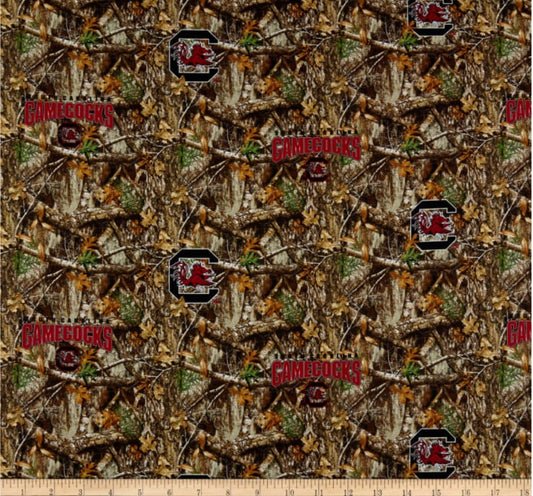 South Carolina Gamecocks NCAA College Realtree Camouflage Allover Cotton Fabric SC-1163