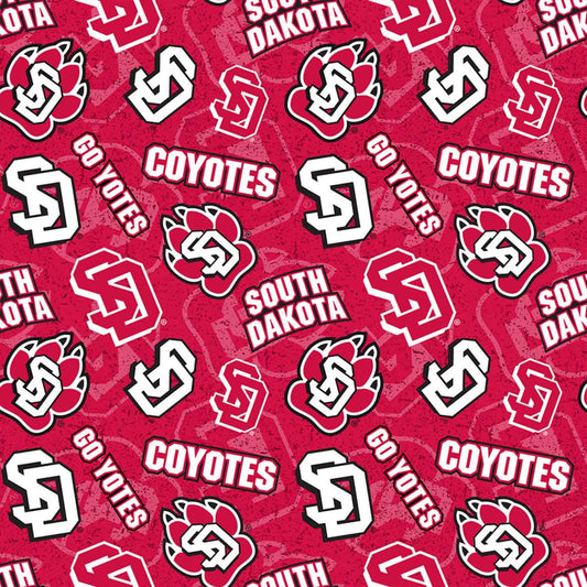South Dakota Coyotes NCAA College Tone on Tone Sykel Cotton Fabric SD-1178