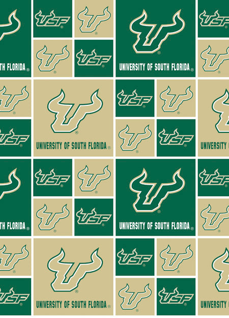 South Florida Bulls NCAA College SFL Box Sykel Cotton Fabric USF-020 / SFL-020