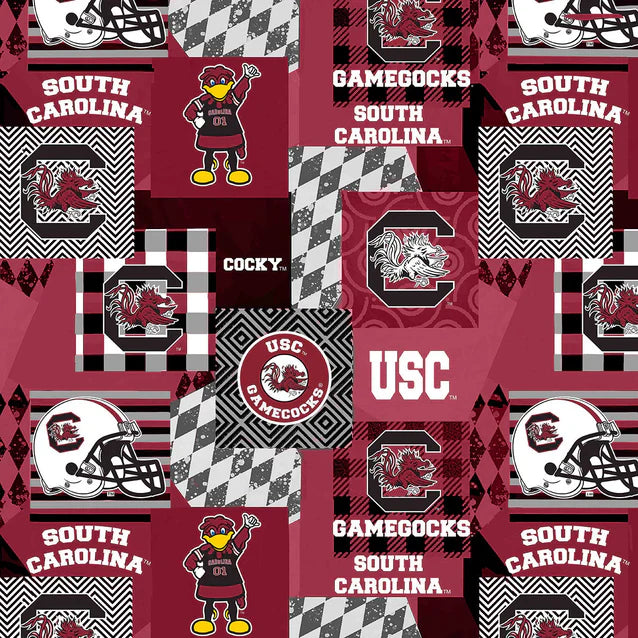 South Carolina Gamecocks NCAA College Collegiate Minky Geo Sykel Enterprises Polyester Fabric SYK-SC-1367