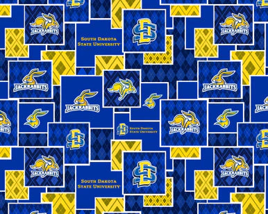 South Dakota State Jackrabbits NCAA College Argyle Boxes Sykel Cotton Fabric SDS-1371