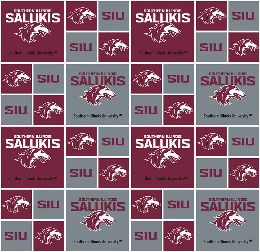 Southeastern Illinois Salukis NCAA College Geometric Box Sykel Enterprises 43-44 inches wide Cotton Fabric SILL-020