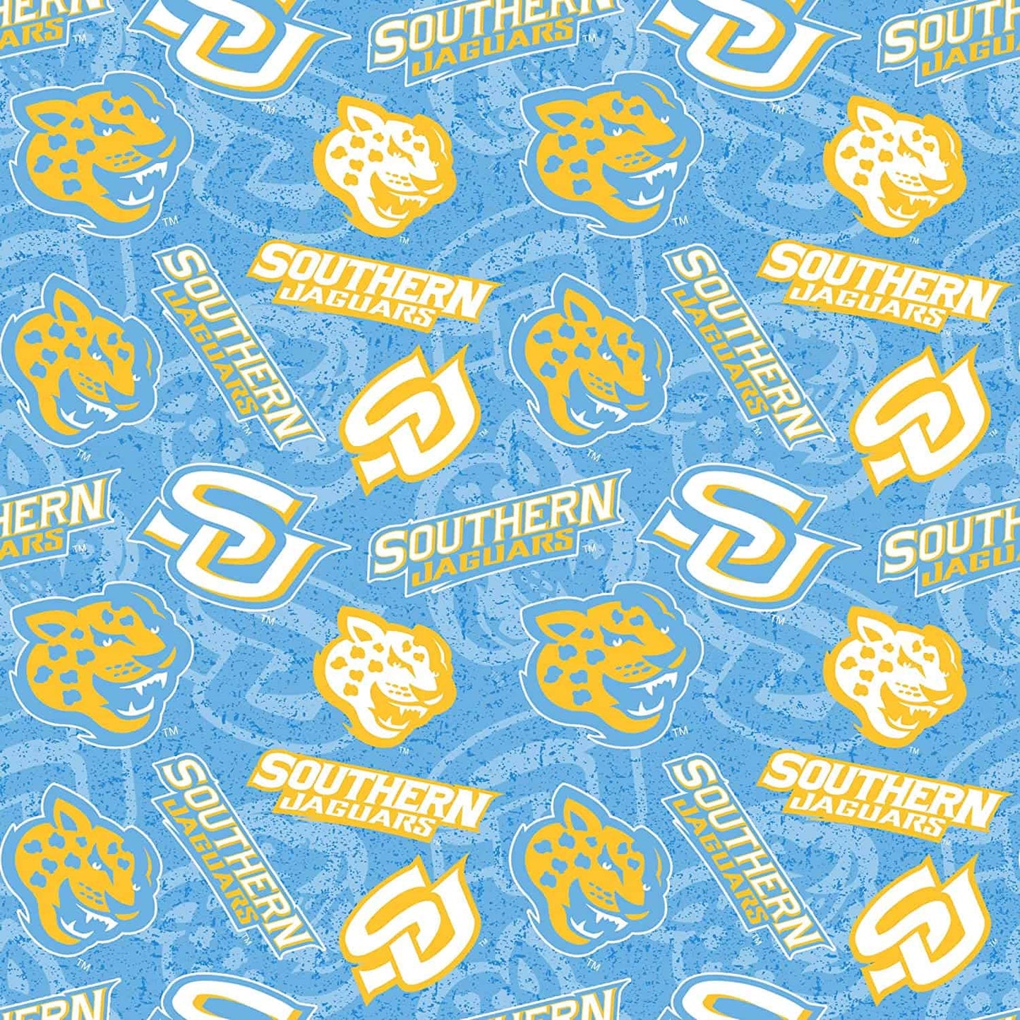 Southern Jaguars NCAA College Tone on Tone Sykel Cotton Fabric SOU-1178