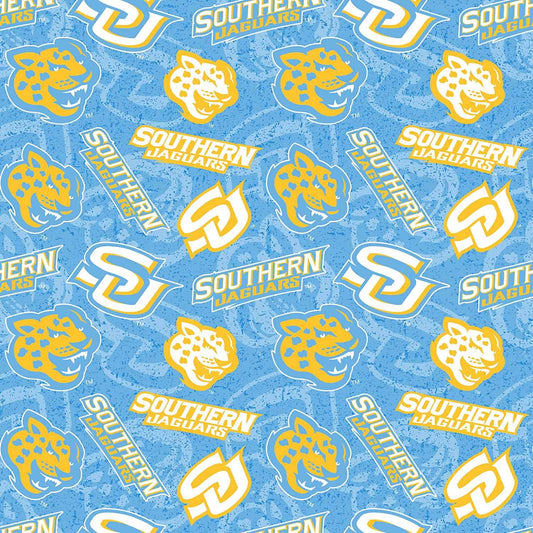 Southern Jaguars NCAA College Tone on Tone Sykel Cotton Fabric SOU-1178