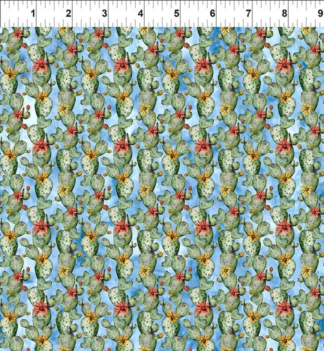 Southwest Minis Cactus StripeBlue Jason Yenter In The Beginning Cotton Fabric ITB-3SWM-1 | US Fabric Shop