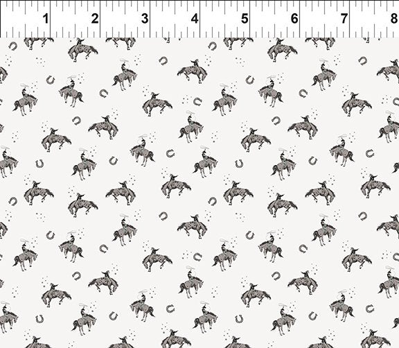 Southwest Minis CowboysWhite Jason Yenter In The Beginning Cotton Fabric ITB-12SWM-1