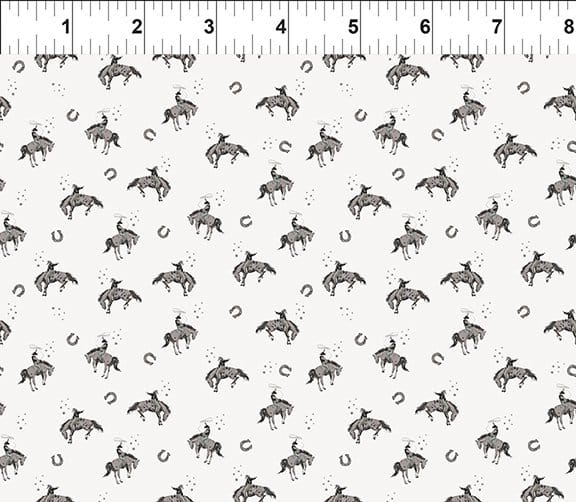 Southwest Minis CowboysWhite Jason Yenter In The Beginning Cotton Fabric ITB-12SWM-1 | US Fabric Shop