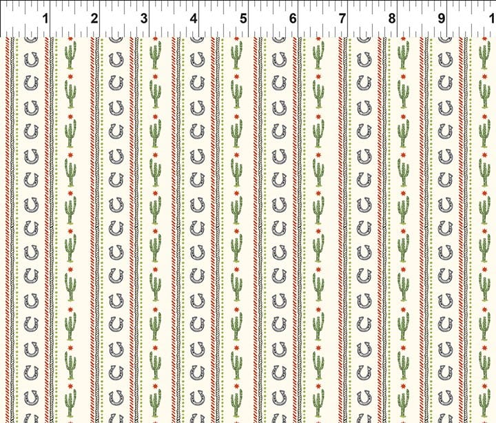Southwest Minis Horseshoe StripeCream Jason Yenter In The Beginning Cotton Fabric ITB-14SWM-1 | US Fabric Shop