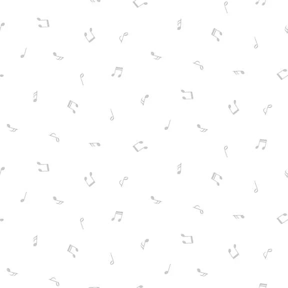 Spaced Out Musical Notes Light Grey Studio E Cotton Fabric