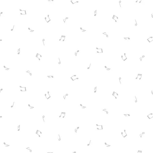 Spaced Out Musical Notes Light Grey Studio E Cotton Fabric