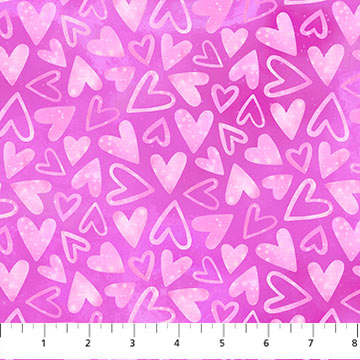 Sparkle Magic Hearts Pink Deborah Edwards Northcott Studio Cotton Fabric NC-27642-23