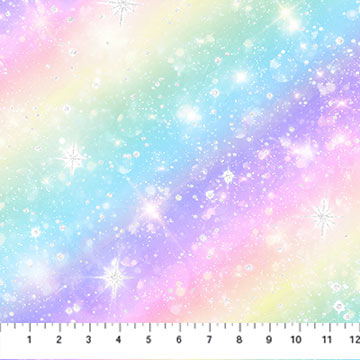 Sparkle Magic Rainbow Pale Blue Multi Deborah Edwards Northcott Studio Cotton Fabric NC-G27638-41