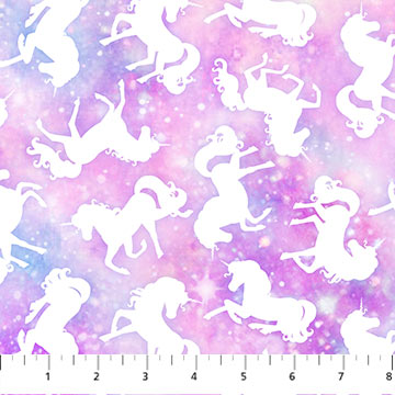Sparkle Magic Unicorn Toss Pink Multi Deborah Edwards Northcott Studio Cotton Fabric NC-27644-22