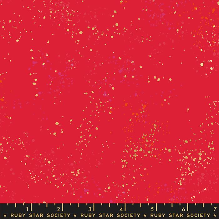 Speckled Metallic New Scarlet Red Gold Ruby Star Society Moda Cotton Fabric MD RS5027-110M