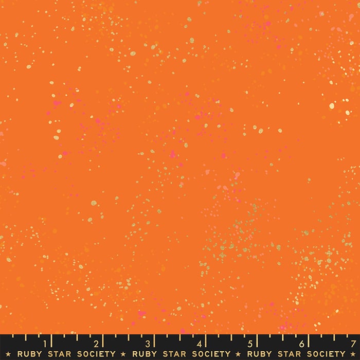 Speckled Metallic Burnt Orange Gold Ruby Star Society Moda Cotton Fabric MD RS5027-98M