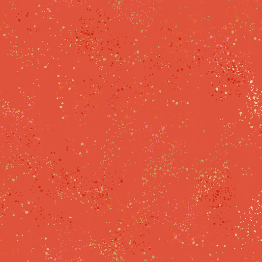 Speckled Metallic Festive Coral Gold Ruby Star Society Moda Cotton Fabric MD RS5027-75M