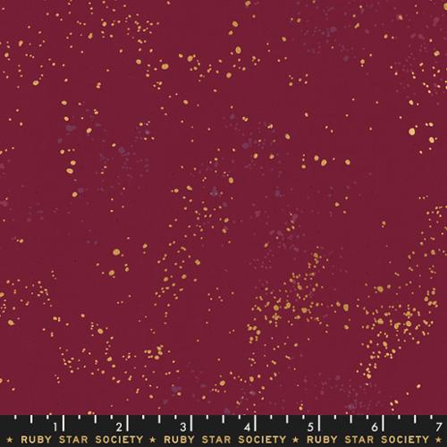 Speckled Metallic Wine Time Burgundy Gold Ruby Star Society Moda Cotton Fabric MD RS5027-36M
