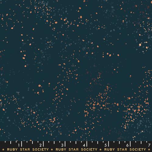 Speckled Metallic Teal Navy Dark Blue Ruby Star Society Moda Cotton Fabric MD RS5027-55M