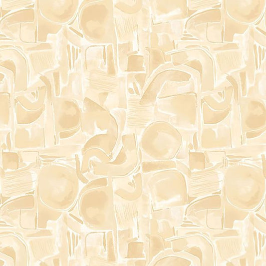 Spectral 118" Wide Backing Abstract Shapes Tonal Ivory Cream Satin Moon Designs Blank Quilting Cotton Fabric