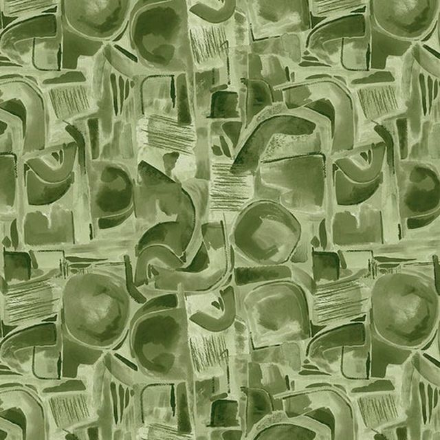 Spectral 118" Wide Backing Abstract Shapes Tonal Sage Green Satin Moon Designs Blank Quilting Cotton Fabric