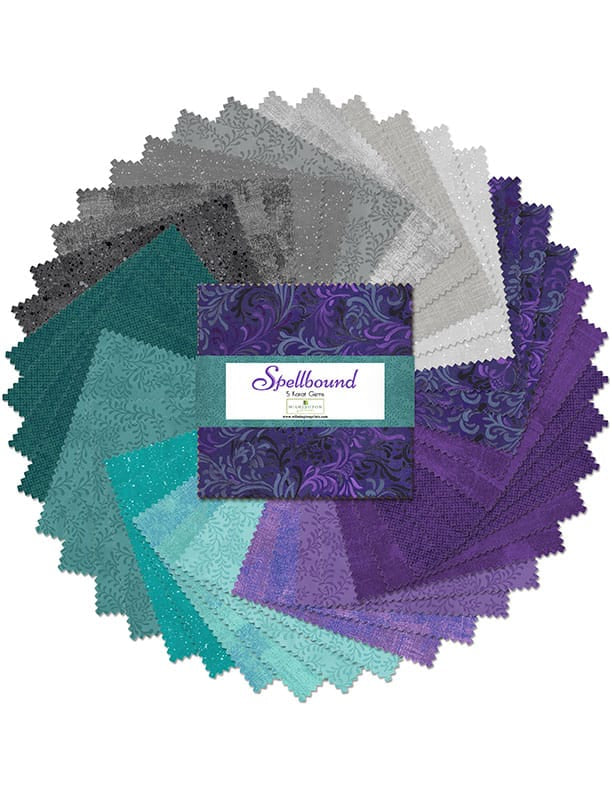 Spellbound 5" Squares Karats Gems Charm Pack 42pcs Wilmington Prints Cotton Fabric WP-507-176-507 | US Fabric Shop