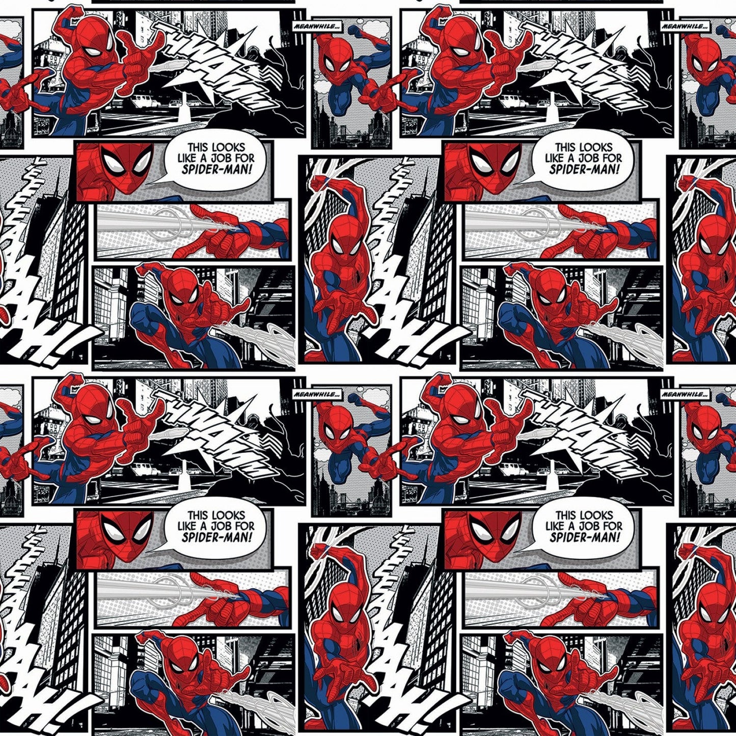 Spiderman Comic Packed Marvel Springs Creative Cotton Fabric SC-71184