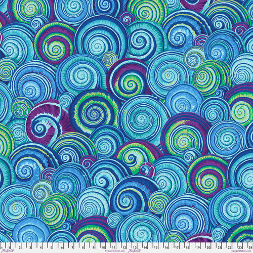 Spiral Shells Blue Philip Jacobs Stash Kaffe Fassett Collective Free Spirit Cotton Fabric FS-PWPJ073.BLUEX