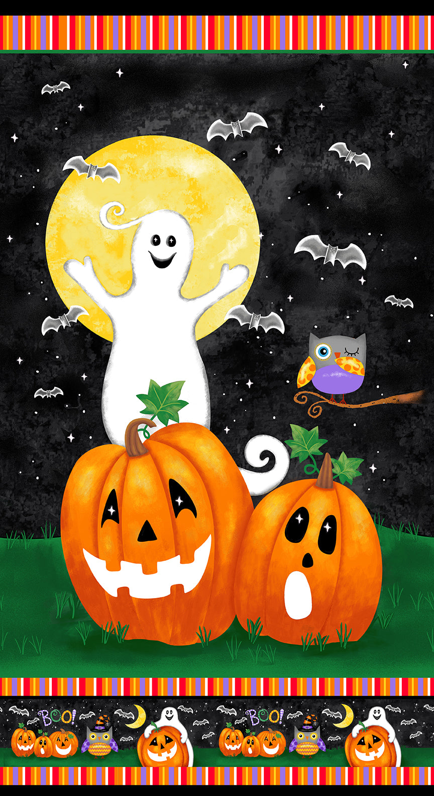 Spooky Friends Panel 24” Multi Sharla Fults Studio E Cotton Fabric SE-7063PG-93