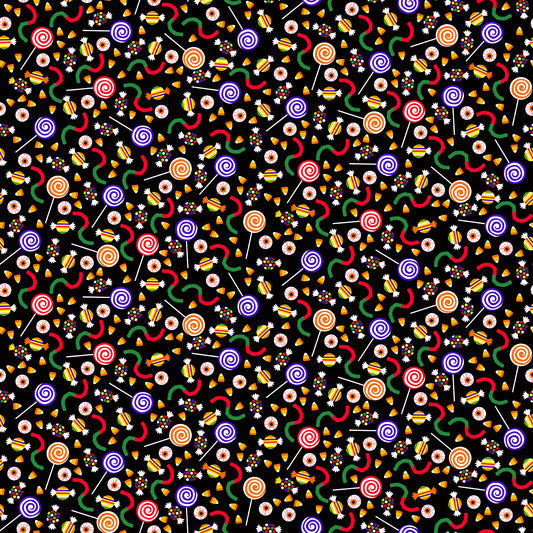 Spooky Friends Tossed Candy Multi Sharla Fults Studio E Cotton Fabric SE-7058G-93